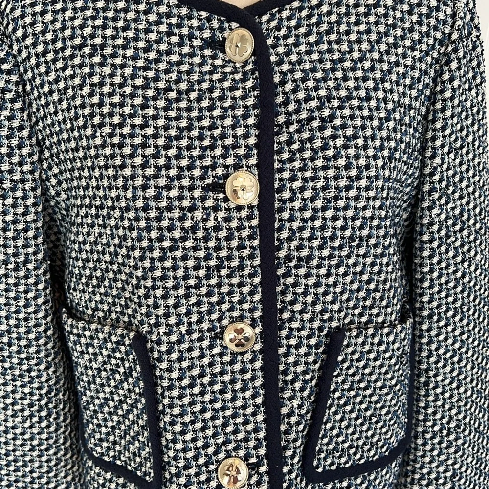 kate spade Black and White Tweed Button Front Jacket